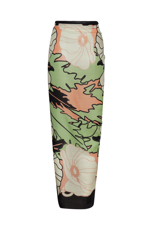 De La Falaise Cotton Silk Sarong / Navy - Sage Gladiolos Garden